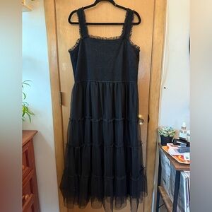 BTFBM Black Mesh Midi Dress